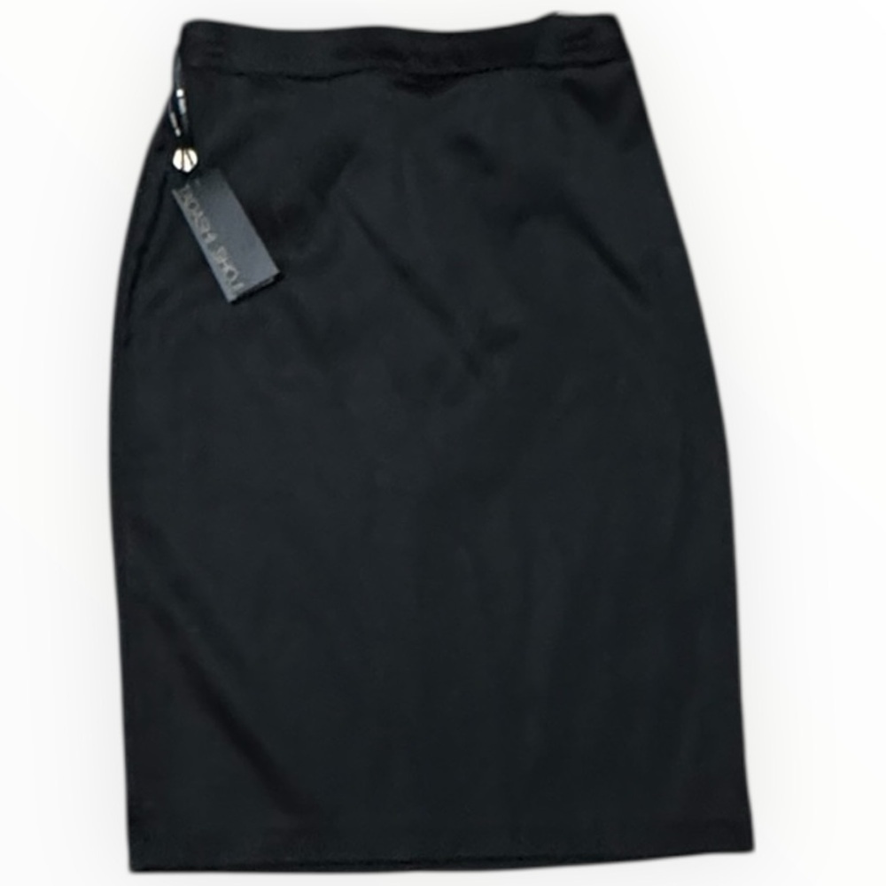 TADASHI SHOJI Classic Black Satin Pencil Skirt Party Event Work Meeting Size 4